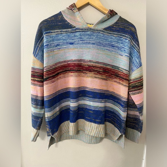 ovla Sweaters - OVLA Boho Striped Hooded Knit Sweater XL Anthropologie Style